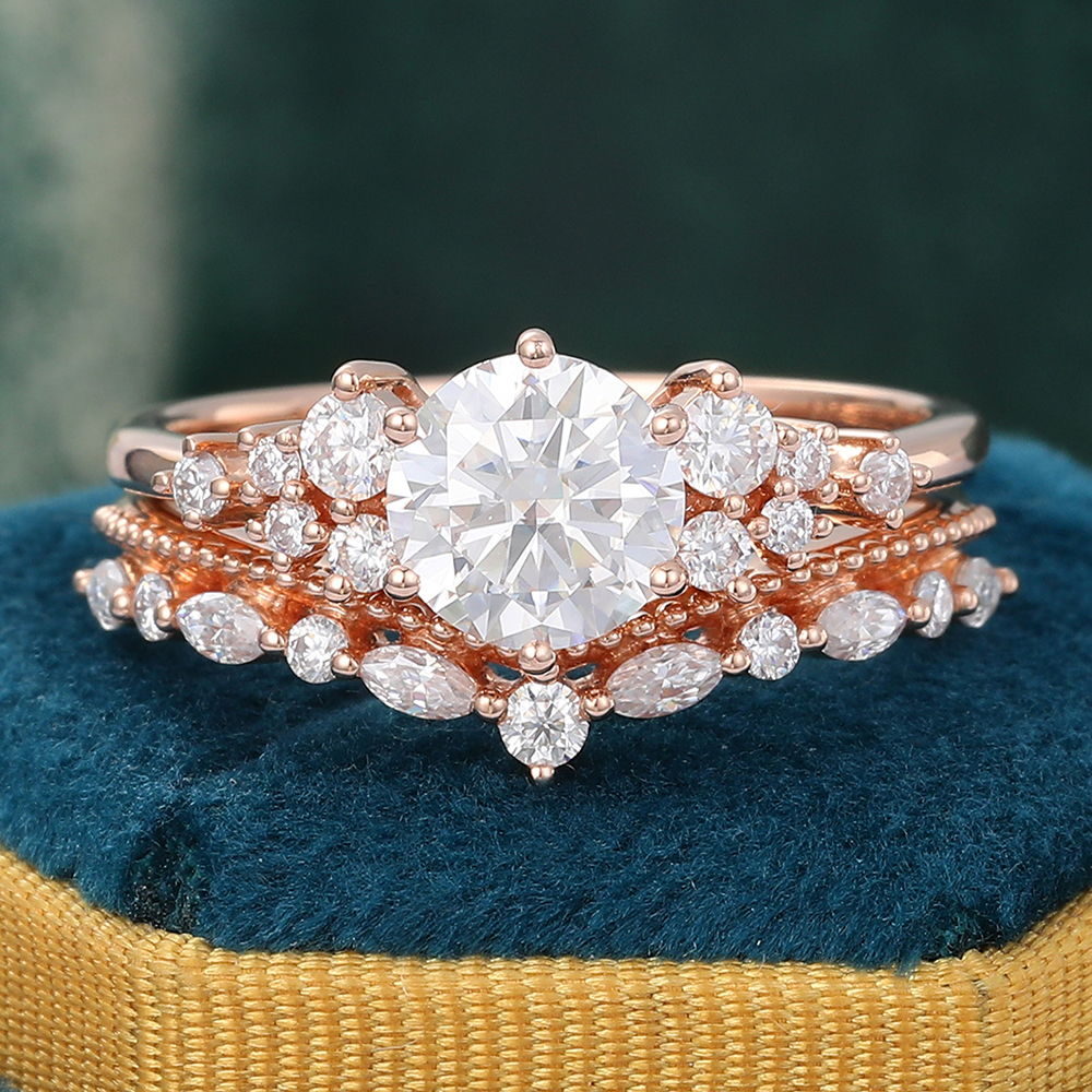 Juyoyo Moissanite Bridal Ring Set Vintage Engagement and Wedding Ring Set for Women - 2pcs