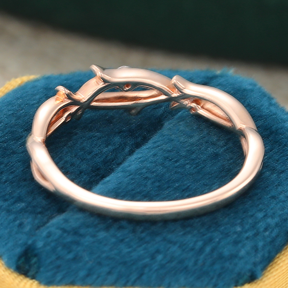 Nature Inspired Moissanite Infinity Wedding Band Stacking Ring Back