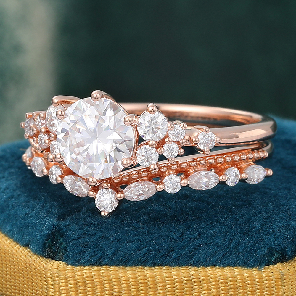 Juyoyo Moissanite Bridal Ring Set Vintage Engagement and Wedding Ring Set for Women - 2pcs