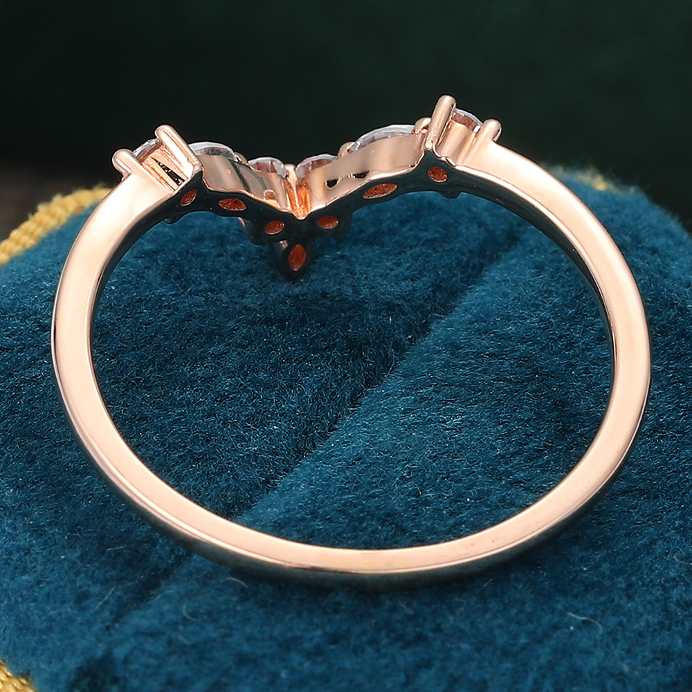 Juyoyo Marquise Moissanite Rose Gold Curved wedding band