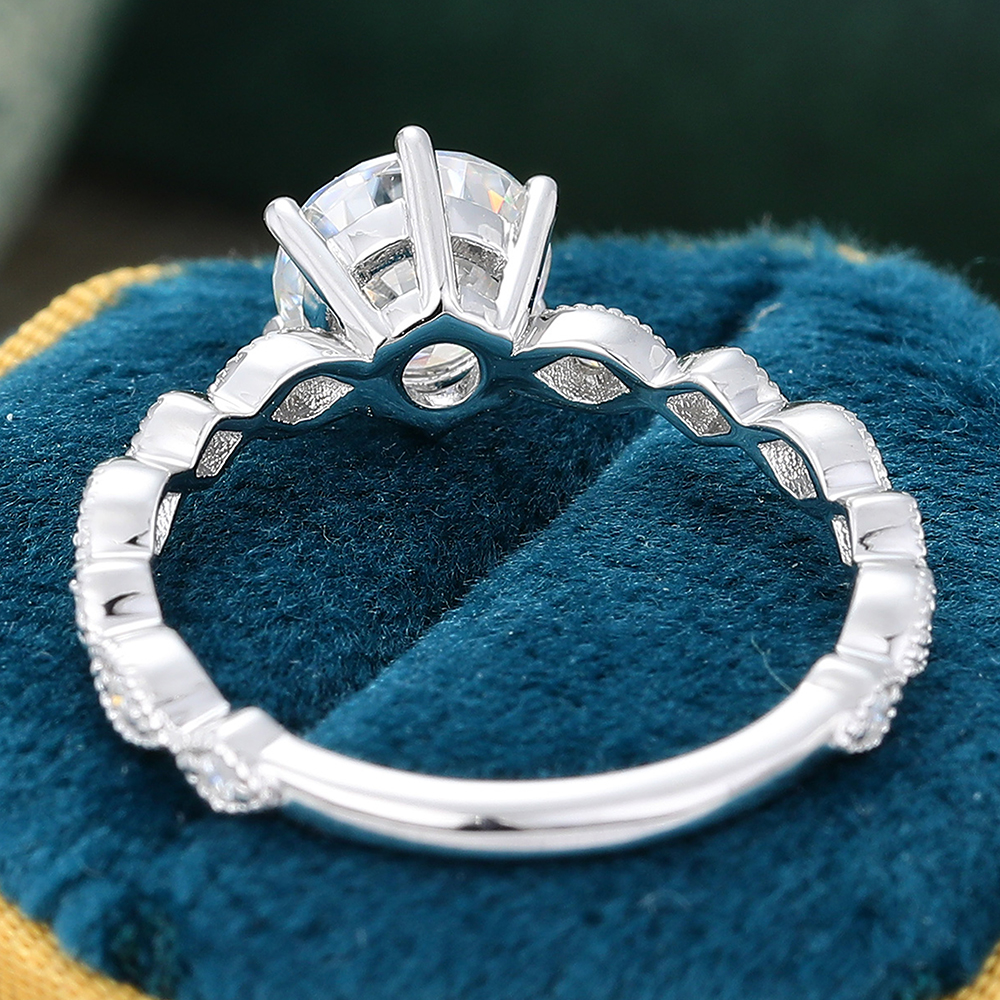 Juyoyo Unique Moissanite White Gold Designer Engagement Ring