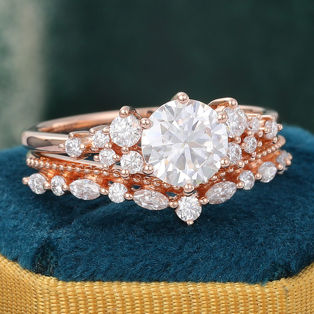 Juyoyo Moissanite Bridal Ring Set Vintage Engagement and Wedding Ring Set for Women - 2pcs