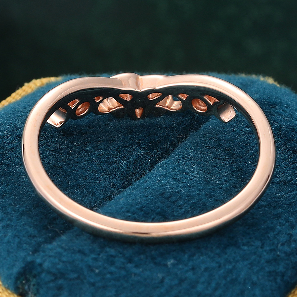 Juyoyo Vintage Moissanite Rose Gold Curved Twisted Wedding Band