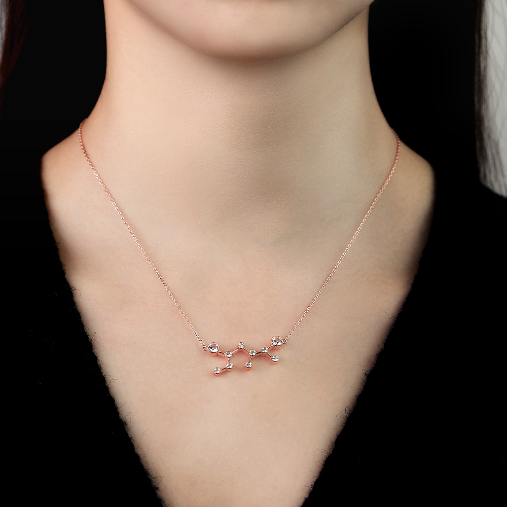 rose gold white sapphire sagittarius necklace - Zodiac Sign Necklace