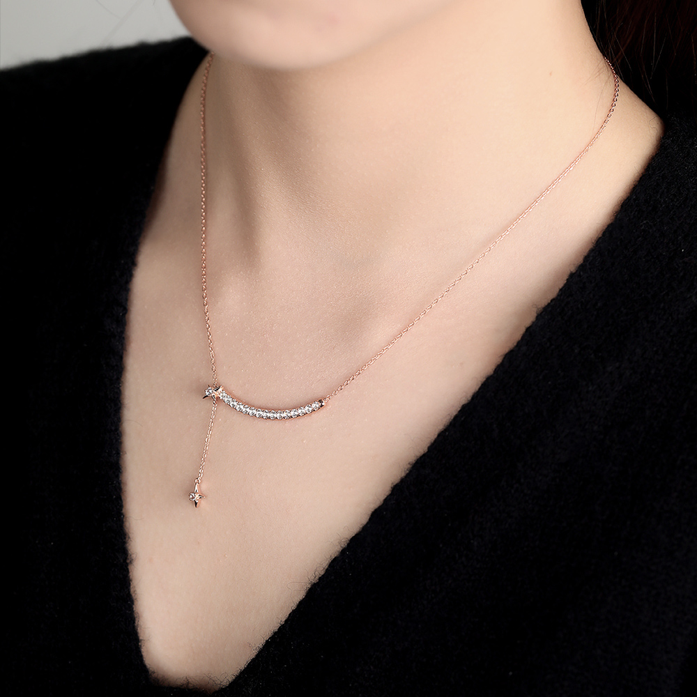 White Sapphire Stellar Curves Pendant Necklace