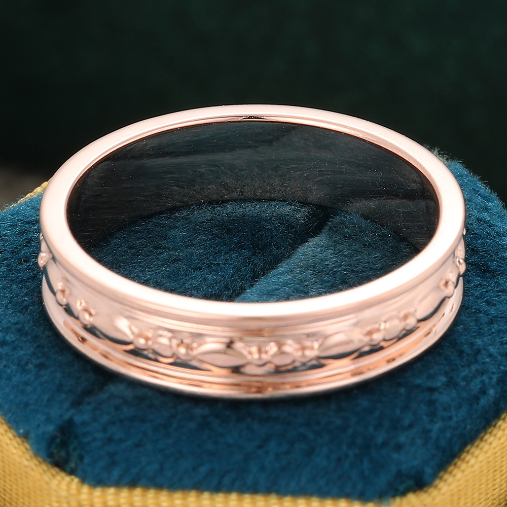 Juyoyo 2mm Engrave Wedding Band Wide Stacking Gold Ring 