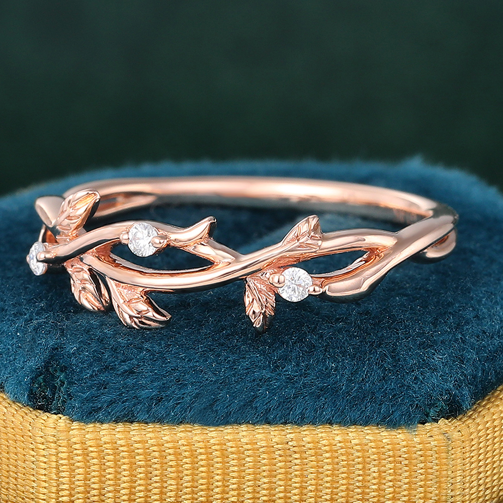Juyoyo Diamond Rose Gold Stacking Ring Wedding Band