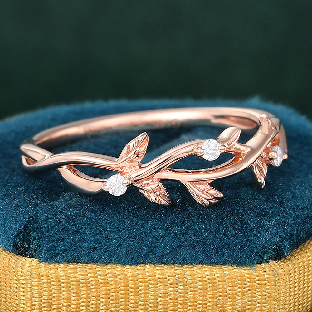 Juyoyo Diamond Rose Gold Stacking Ring Wedding Band