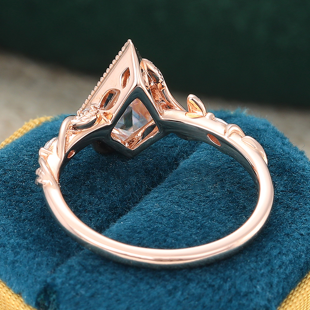 Juyoyo Kite Cut Moissanite Engagement Ring Unique Milgrain Art Deco Diamond Wedding Promise Ring Gift