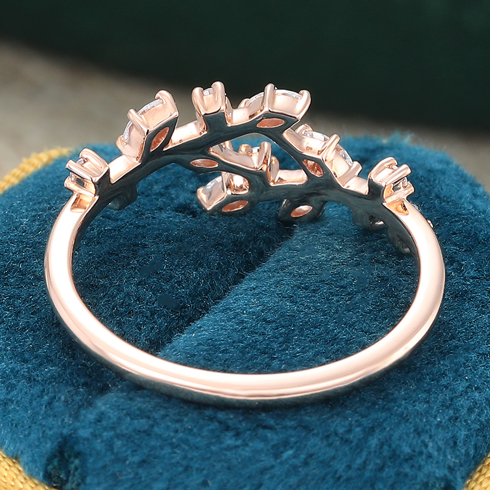 Juyoyo Round & Marquise Cut Moissanite Wedding Band Vine Stacking Ring