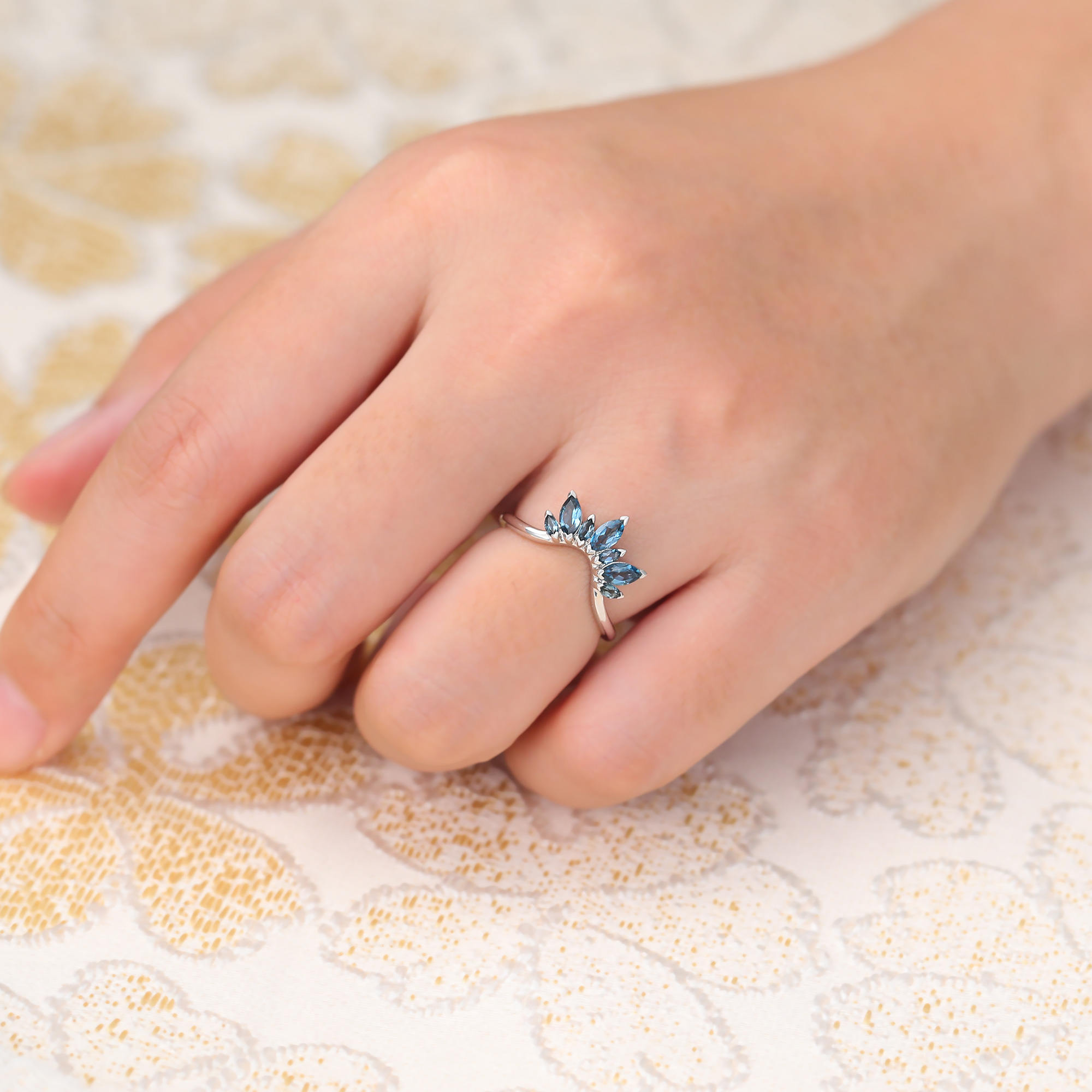 Marquise Cut London Blue Topaz Ring