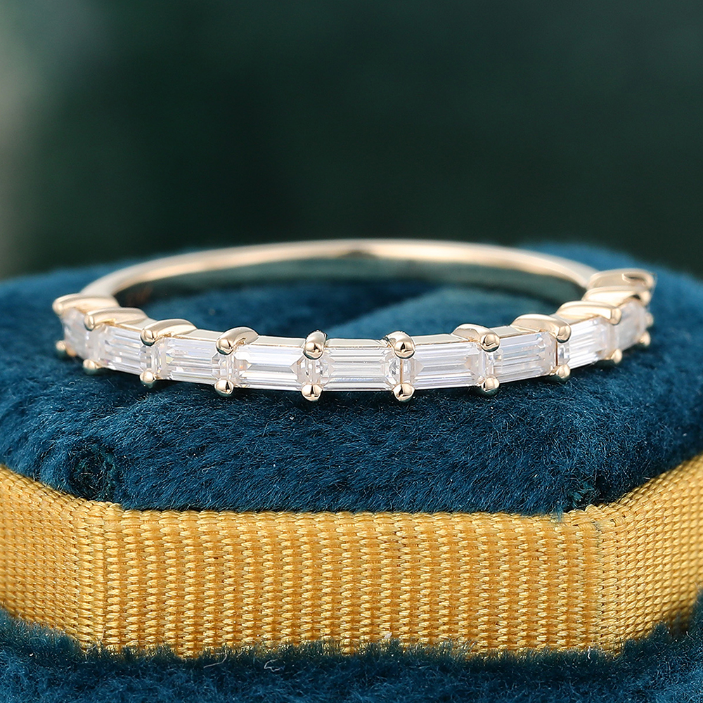 Juyoyo Baguette Moissanite Ring Yellow Gold Anniversary Wedding Band