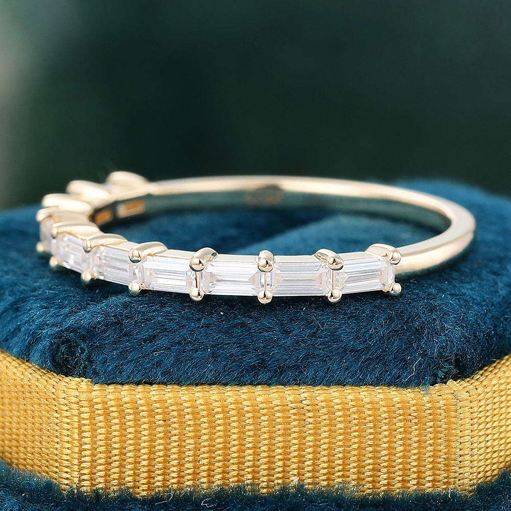 Juyoyo Baguette Moissanite Ring Yellow Gold Anniversary Wedding Band