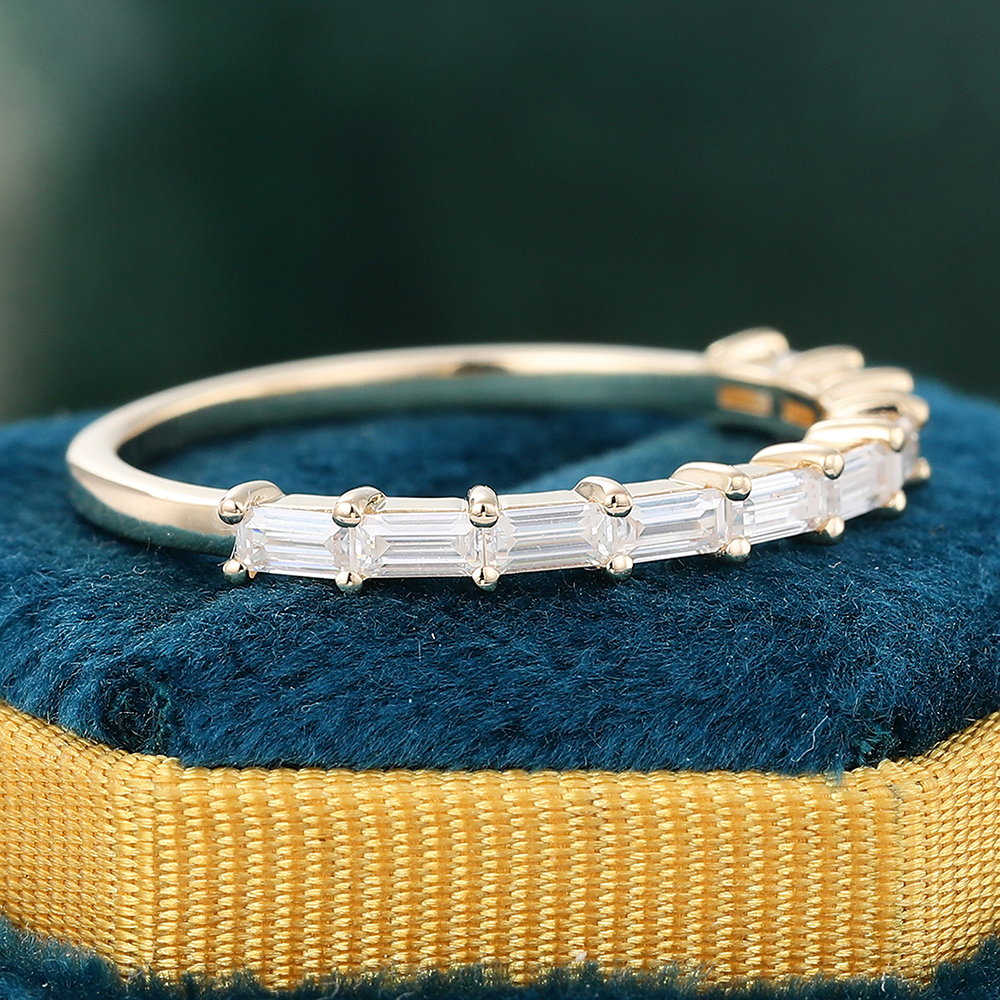 Juyoyo Baguette Moissanite Ring Yellow Gold Anniversary Wedding Band