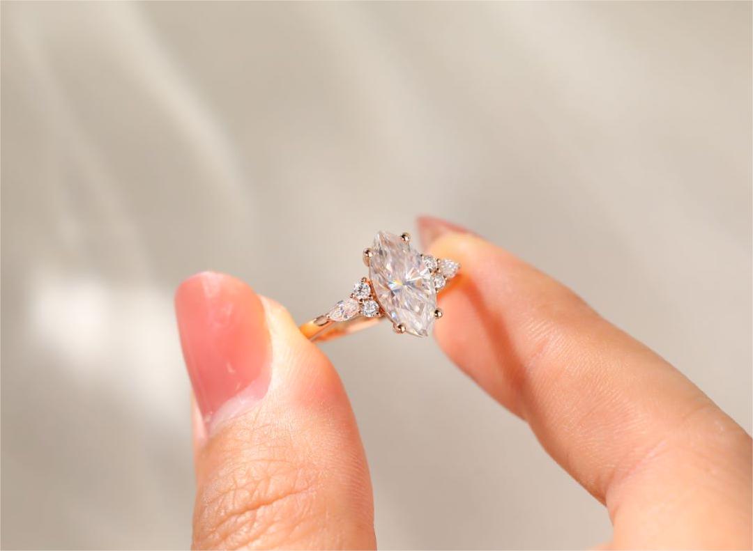 Marquise Cut moissanite ring