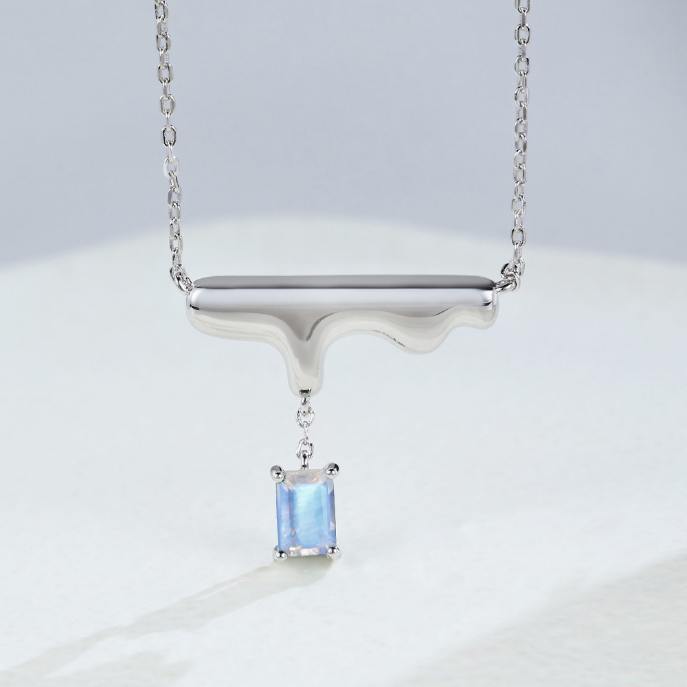 White Gold Moonstone Necklace