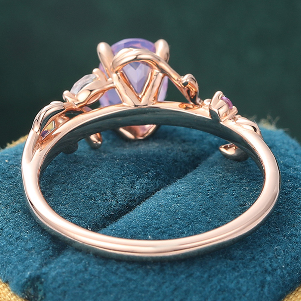 Nature-Inspired Oval Cut Lavender Amethyst Engagement Ring