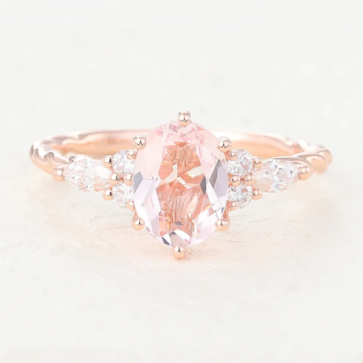 Oval Morganite Engagement Ring in Rose Gold