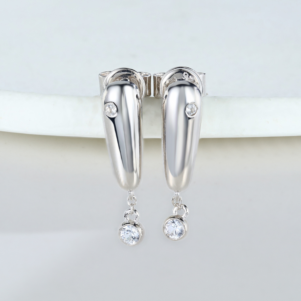 Sparkle Surprise White Sapphire Stud Earrings white gold