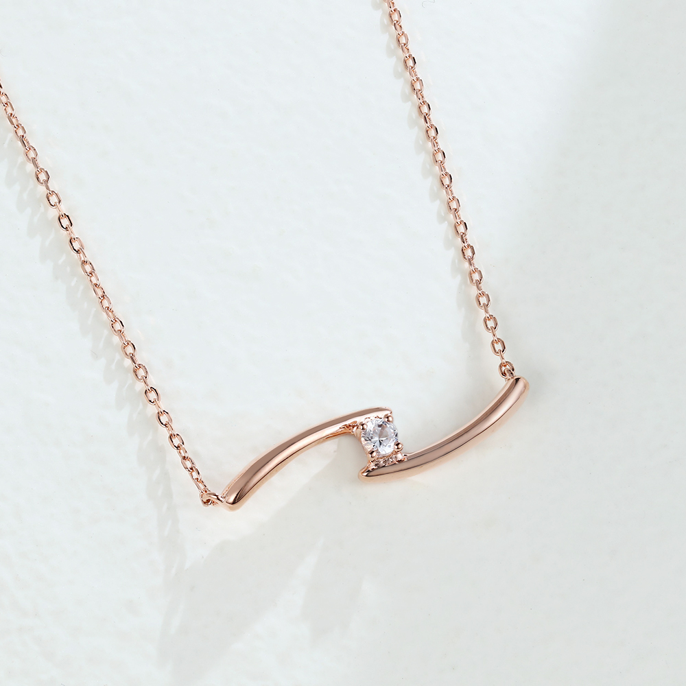 Rose Gold White Sapphire Pendant Necklace