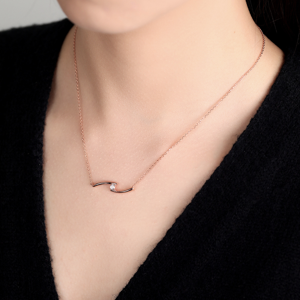 Rose Gold Necklace White Sapphire Pendant Necklace