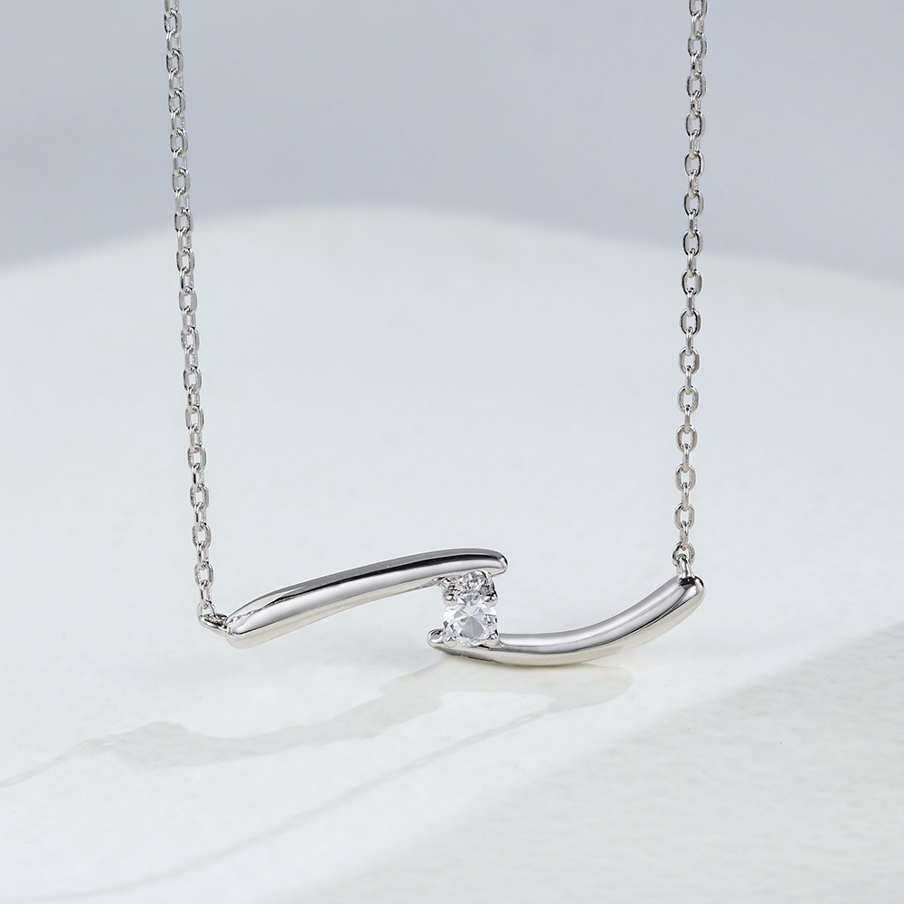 White Gold Necklace White Sapphire Pendant Necklace