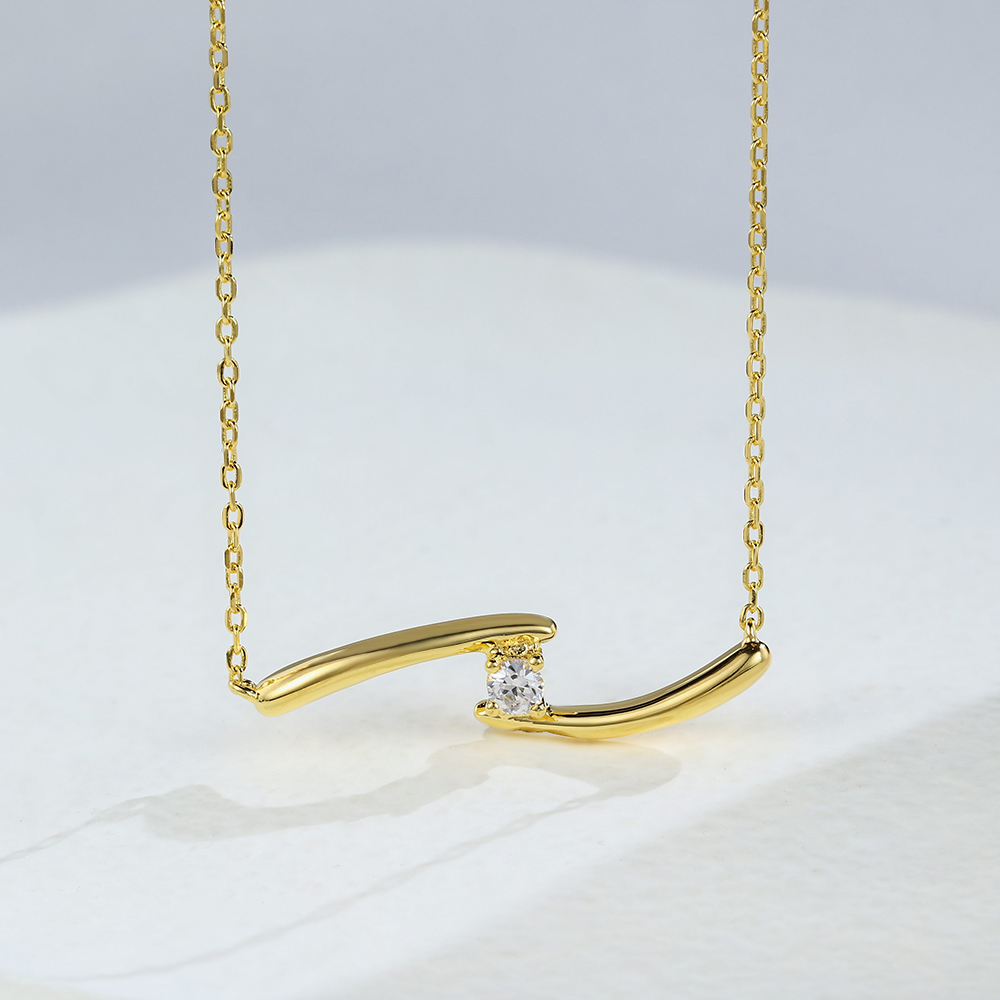 Gold Choker Necklace White Sapphire Pendant Necklace