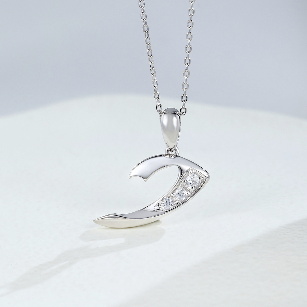 White Gold White Sapphire Twilight Waltz Pendant Necklace