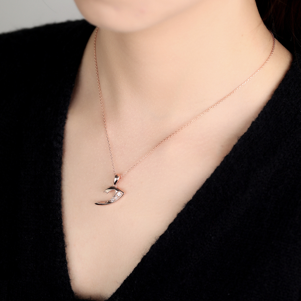 Rose Gold White Sapphire Twilight Waltz Pendant Necklace