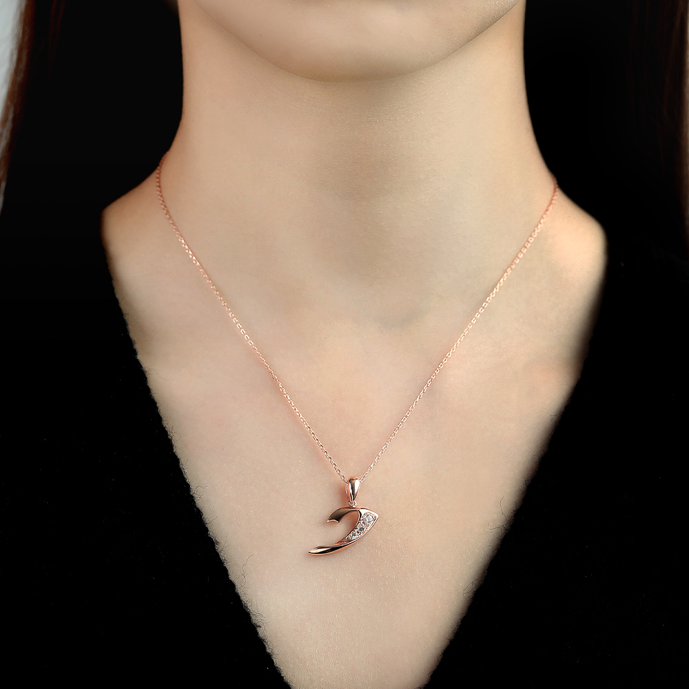 Rose Gold Necklace White Sapphire Twilight Waltz Pendant Necklace