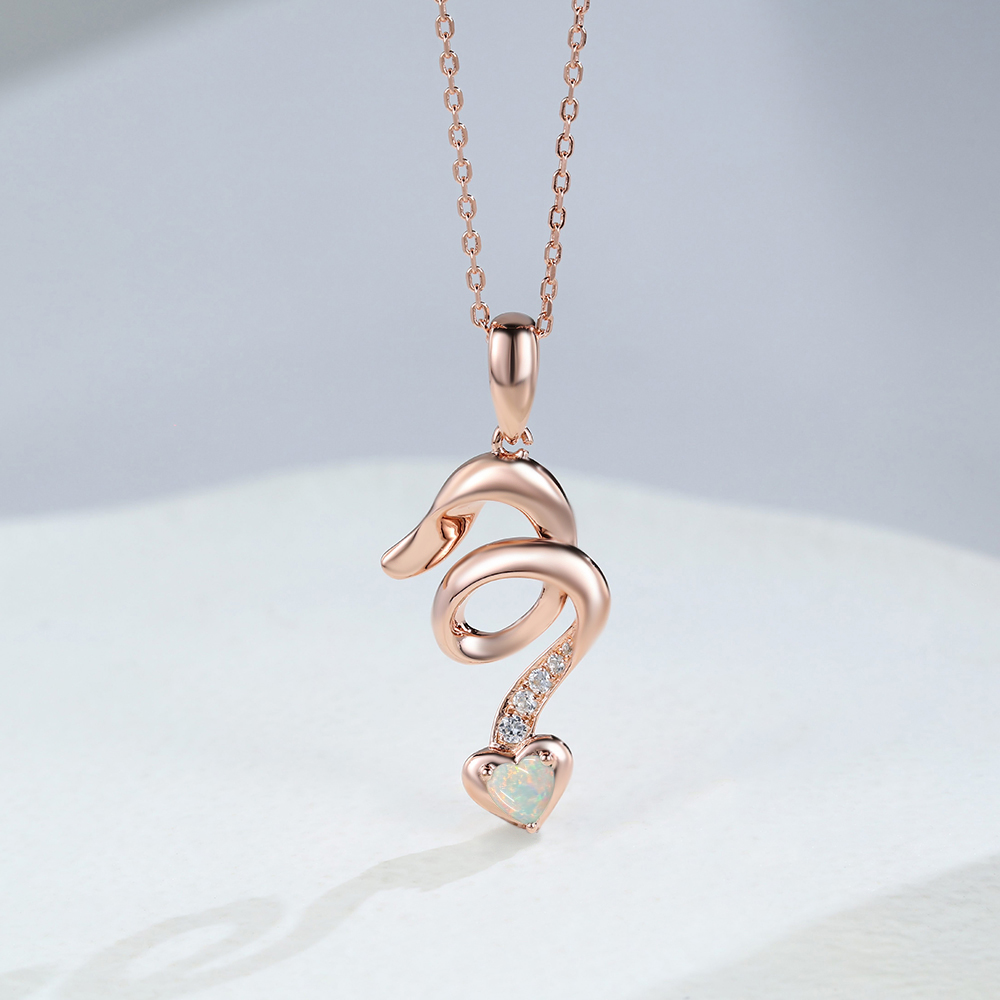 Rose Gold Opal Twirling Necklace