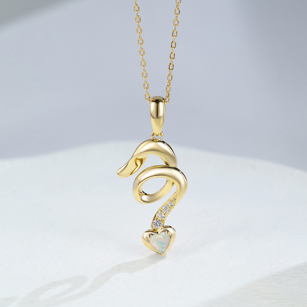 Gold Choker Opal Pendant Necklace