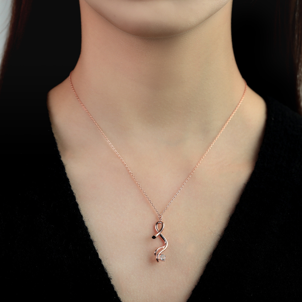 Rose Gold White Sapphire Twist Necklace