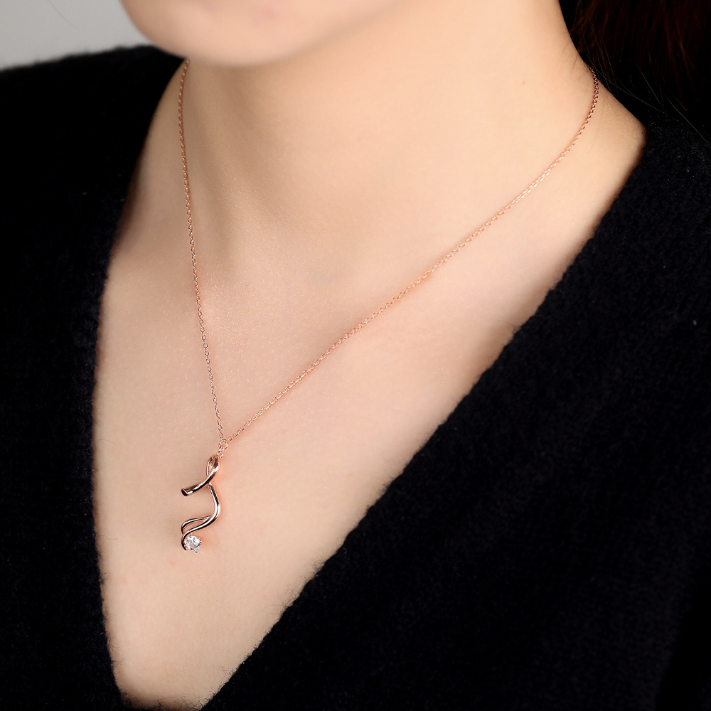 Rose Gold White Sapphire Twist Necklace