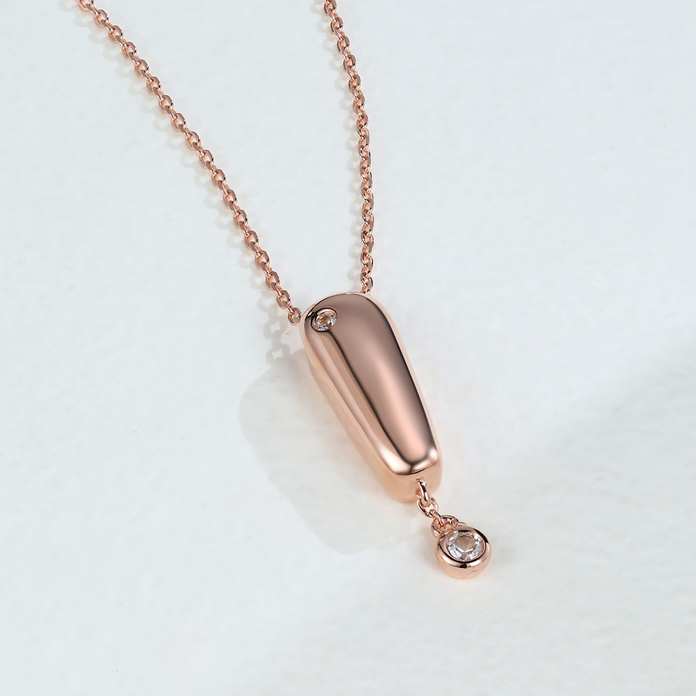 Rose Gold White Sapphire Charm Necklace 