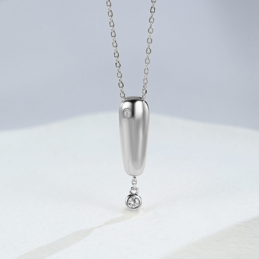 White Sapphire Necklace White Gold Necklace
