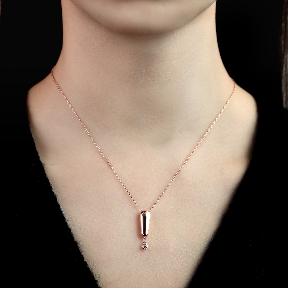 White Sapphire Rose Gold Necklace