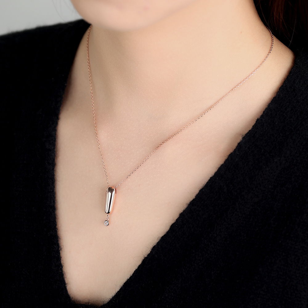 White Sapphire Rose Gold Necklace