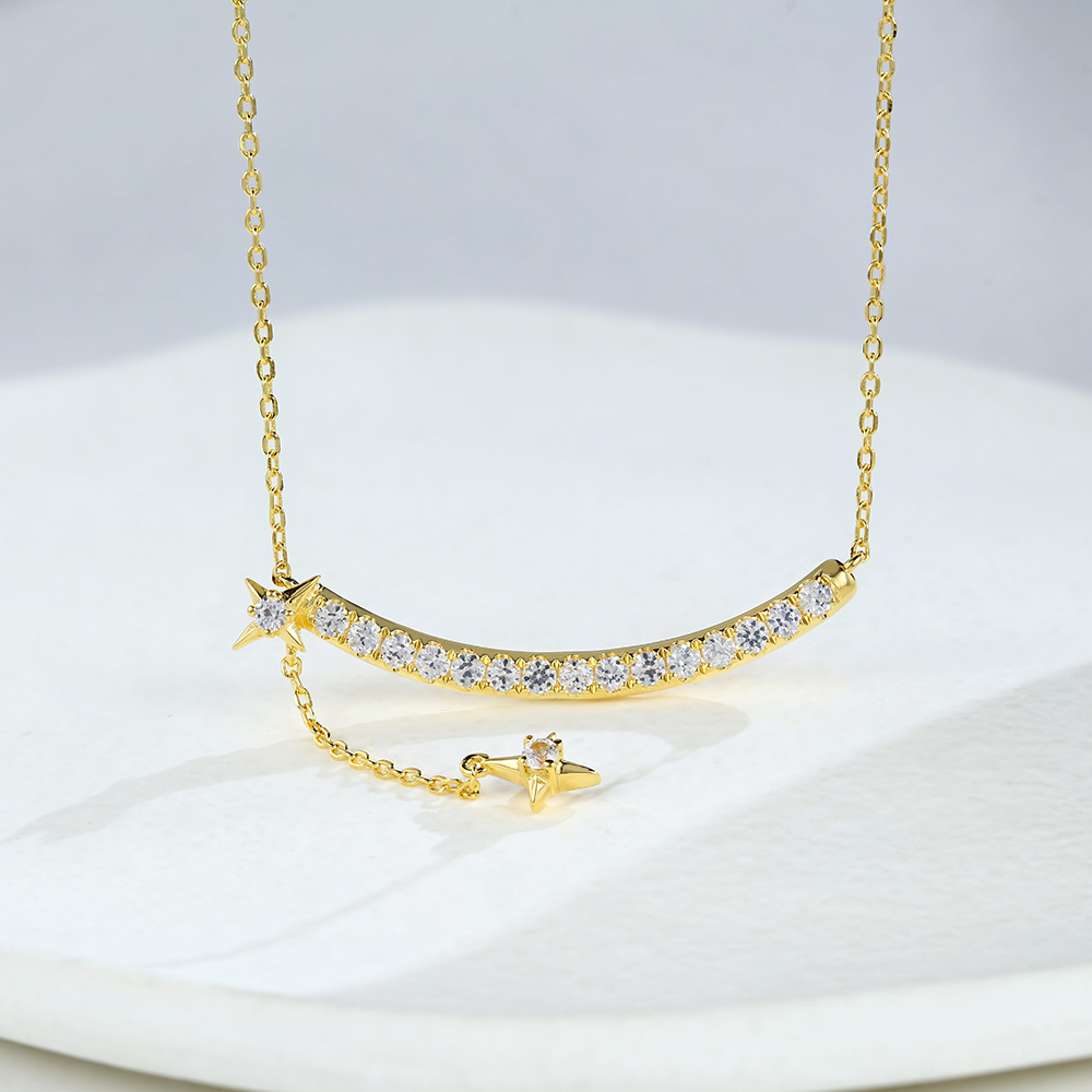 White Sapphire Stellar Curves Pendant Necklace