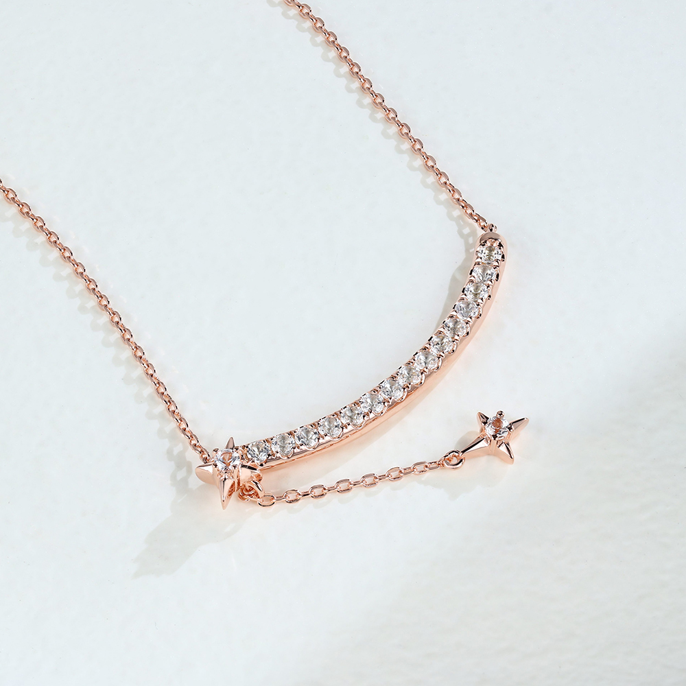 White Sapphire Stellar Curves Pendant Necklace