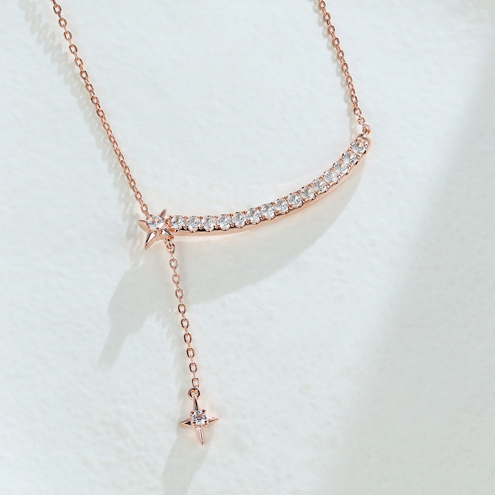 White Sapphire Stellar Curves Pendant Necklace