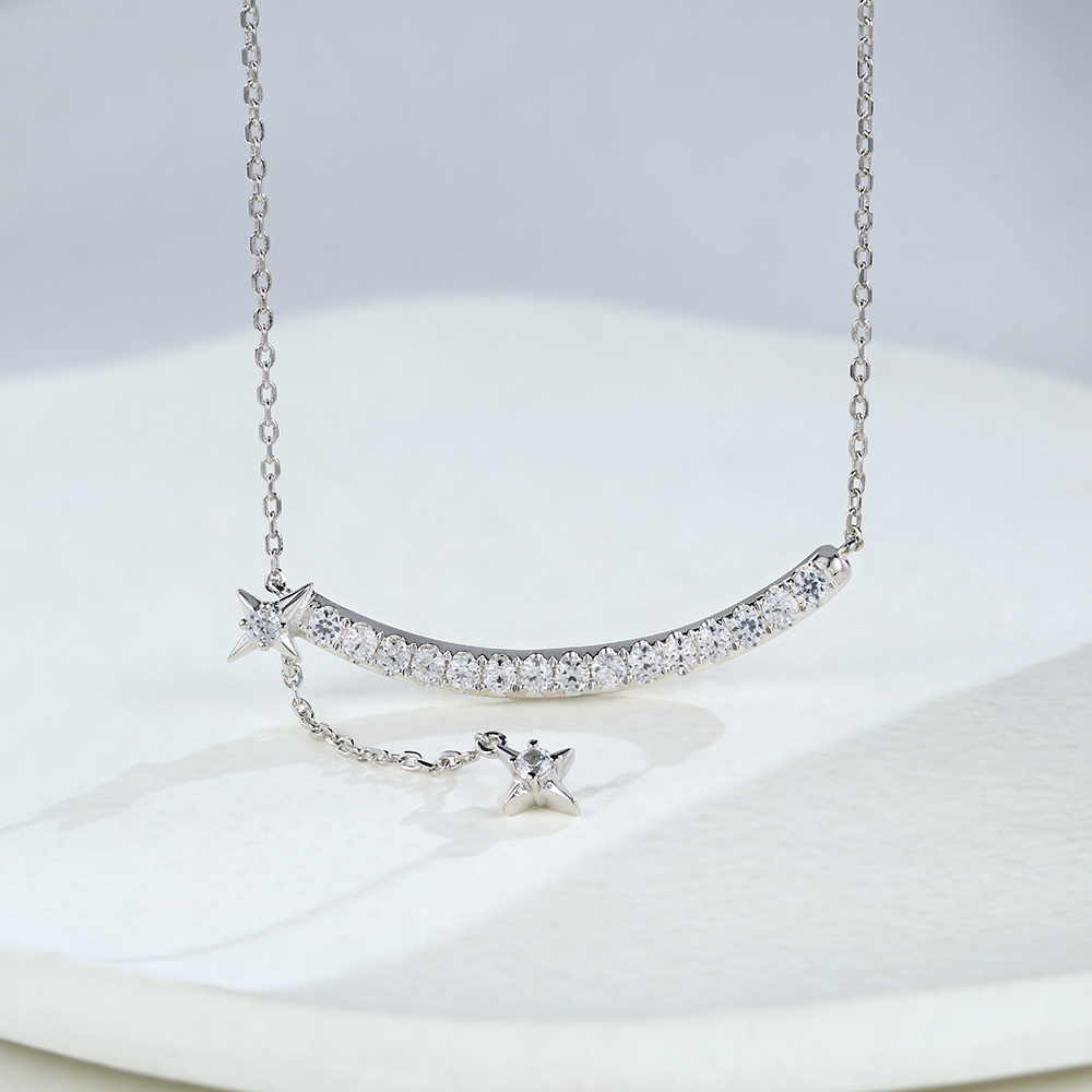 White Sapphire Stellar Curves Pendant Necklace