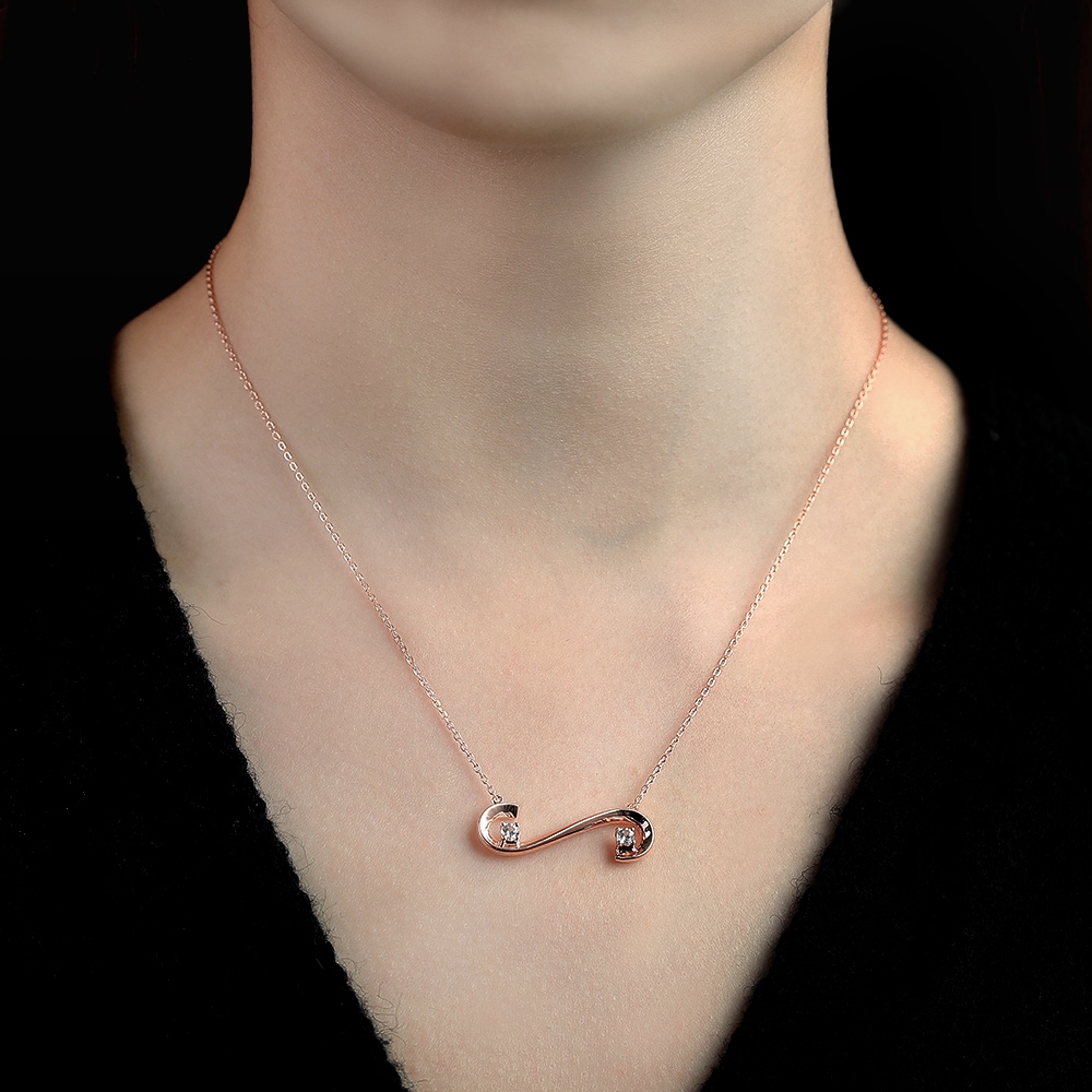Oda Floating ネックレス Ф Dainty Gold Necklace White Sapphire Wave Pendant Necklace
