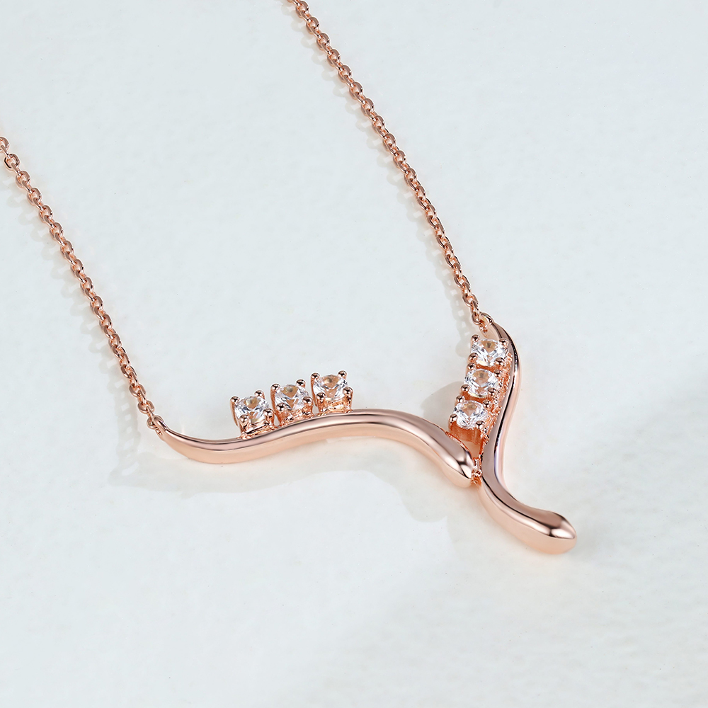 Rose Gold Irregular White Sapphire Necklace 