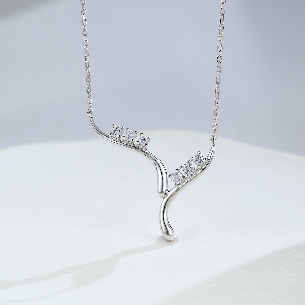 White Sapphire Necklace White Gold Necklace