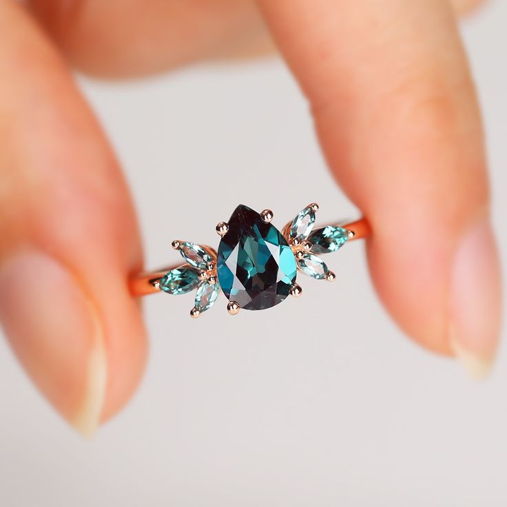 Alexandrite Engagement Ring in 14K Rose Gold