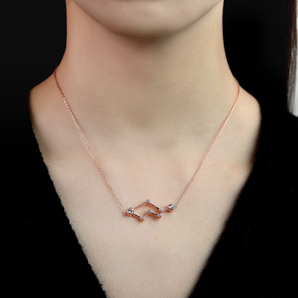 Rose Gold Gemini Necklace - Zodiac Sign Necklace | Juyoyo
