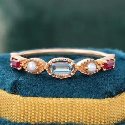 alexandrite ruby pearl ring