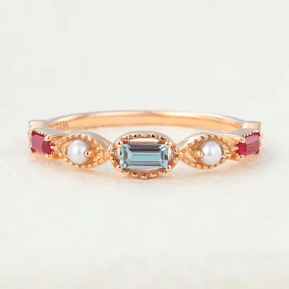 alexandrite ruby pearl ring