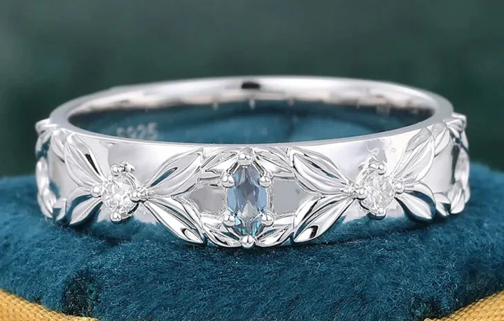 s925 alexandrite wedding band